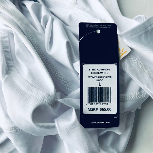 adidas Women's Baselayer  Hoodie  Long Sleeve White NWT MSRP $65 - Picture 5 of 6
